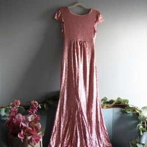 Glitter pink sequined maternity dress